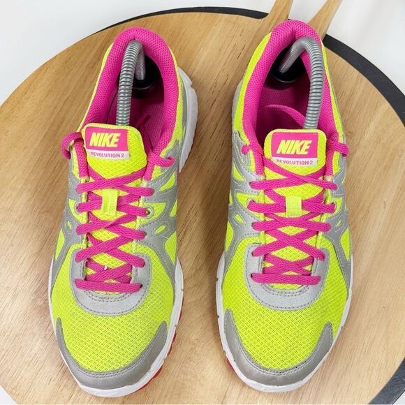 Nike Youth Revolution 2 Running Shoes Sneakers Volt Yellow Pink 6.5Y 555090-761 - Picture 4 of 11